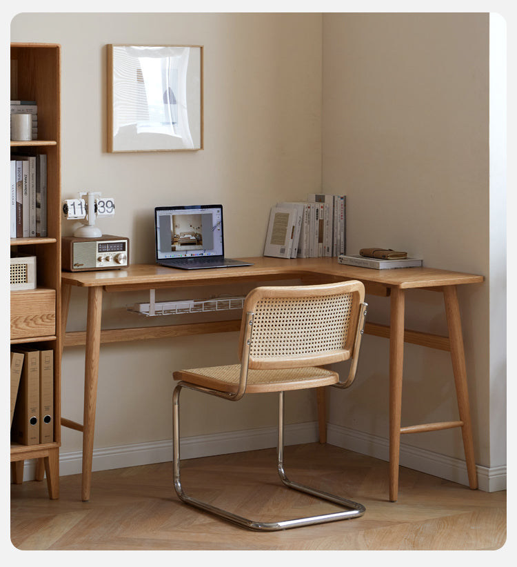 Oak, Rubberwood Solid Wood Corner Table Study Office Desk