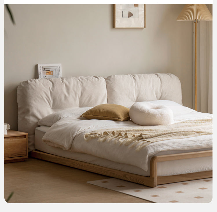 Ash Solid Wood Technology Cloth Floor Bed