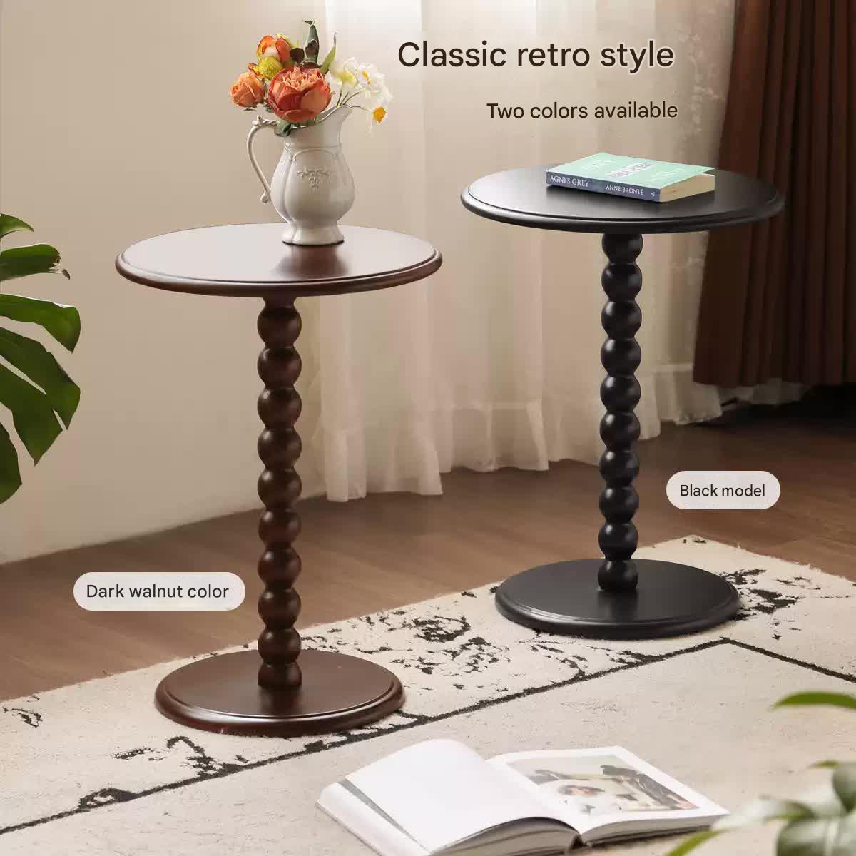 Black Walnut, Poplar, Solid Rubberwood American Retro Side Table.