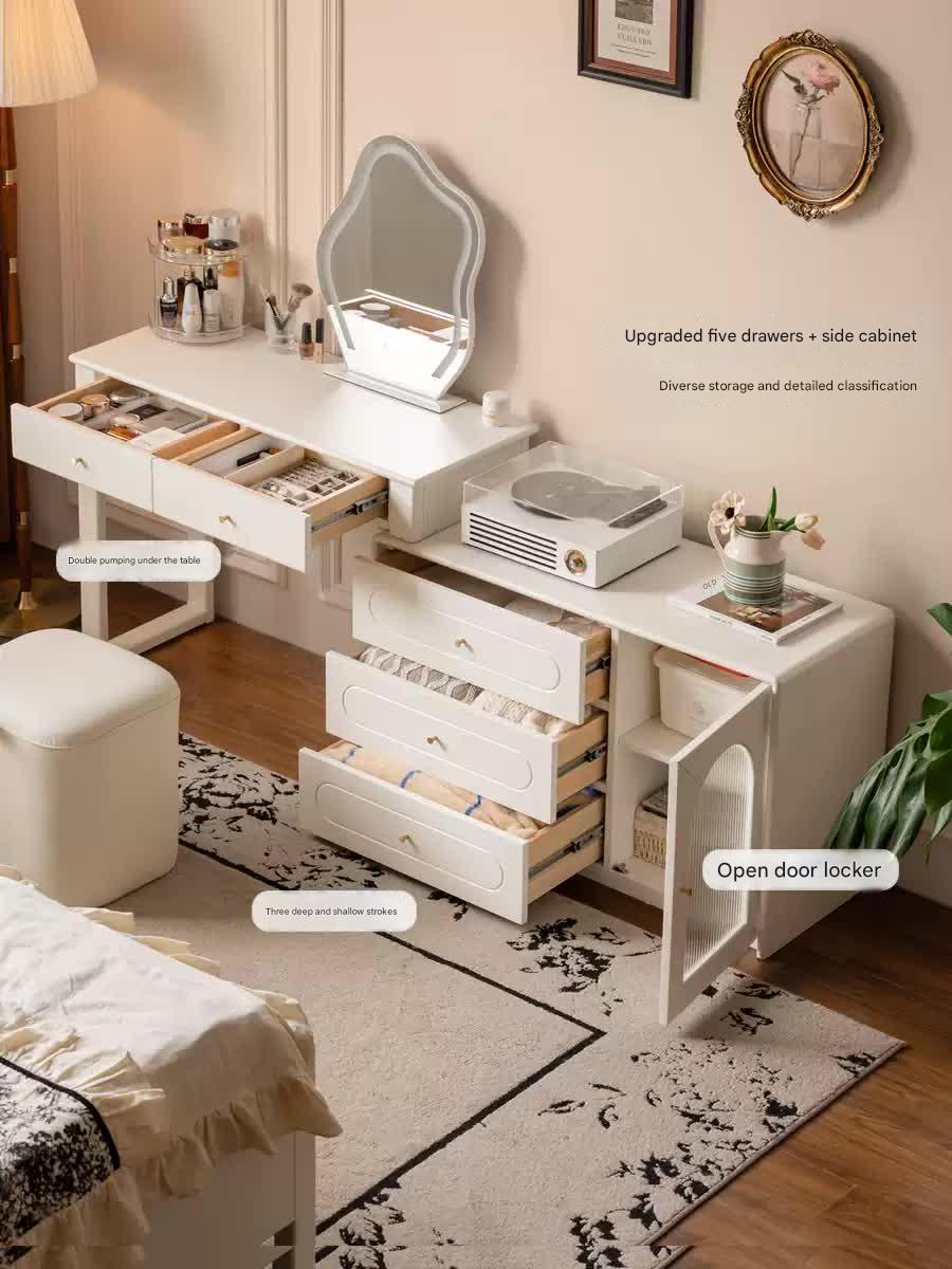 Solid Rubberwood White Cream Style Dressing Table.