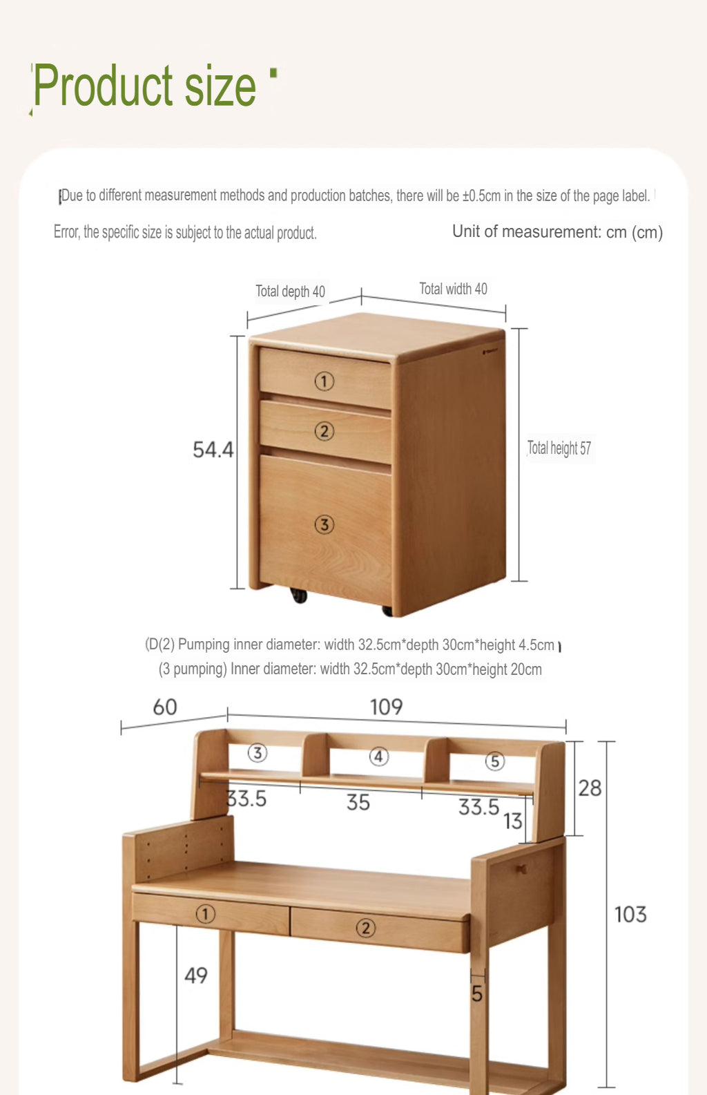 Beech Solid Wood Desk Can Be Lifted and Adjusted