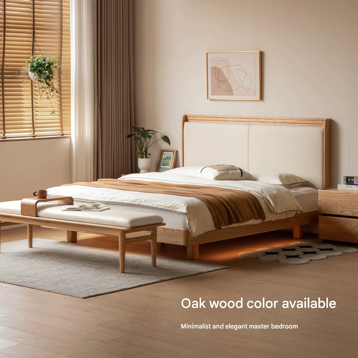 Oak Solid Wood Modern Simple Luminous Bed