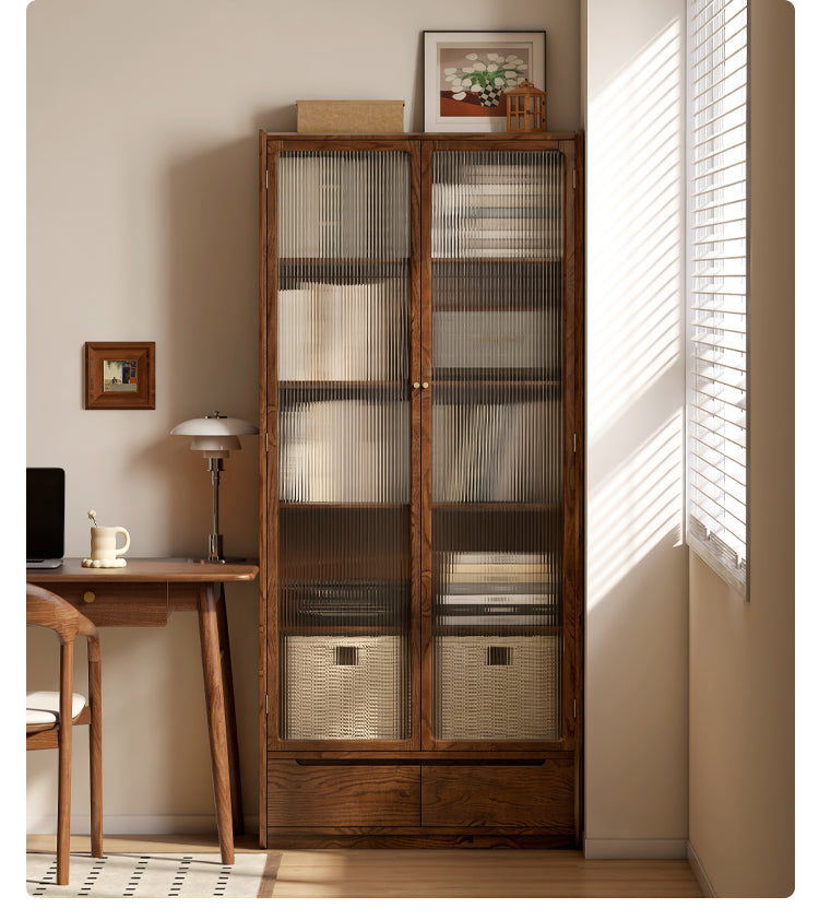 Oak Solid Wood Corner Floor-Standing Free Combination Bookshelf