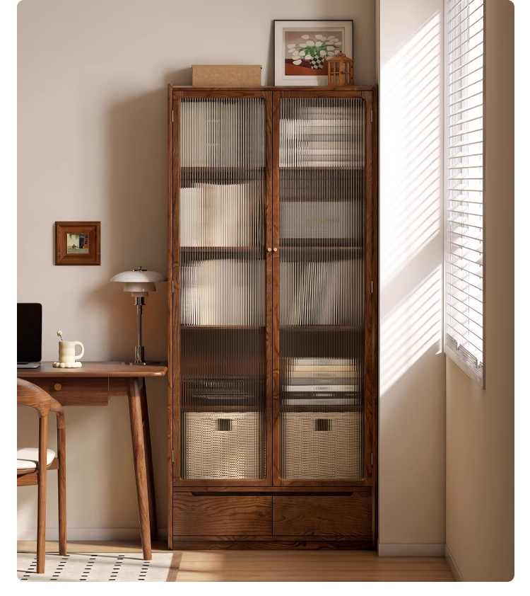 Oak Solid Wood Corner Floor-Standing Free Combination Bookshelf