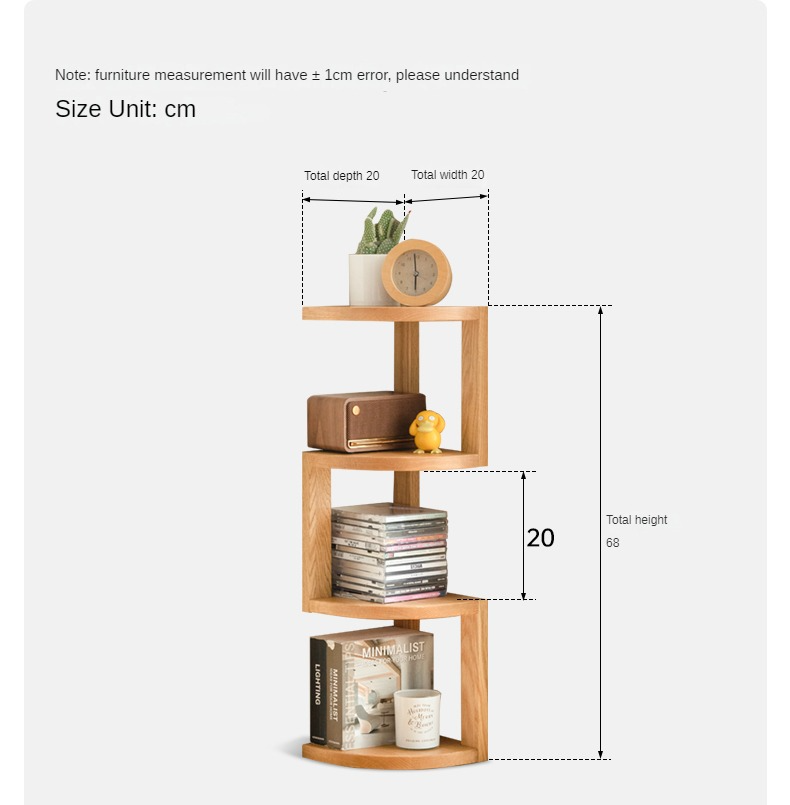Oak Solid Wood Сorner Table Shelves