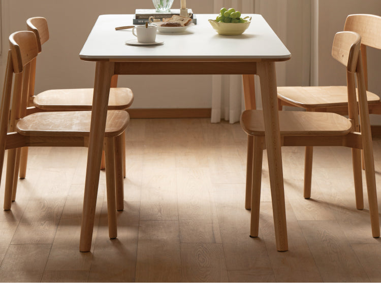 Beech Solid Wood Dining Table With Rock Slab Surface