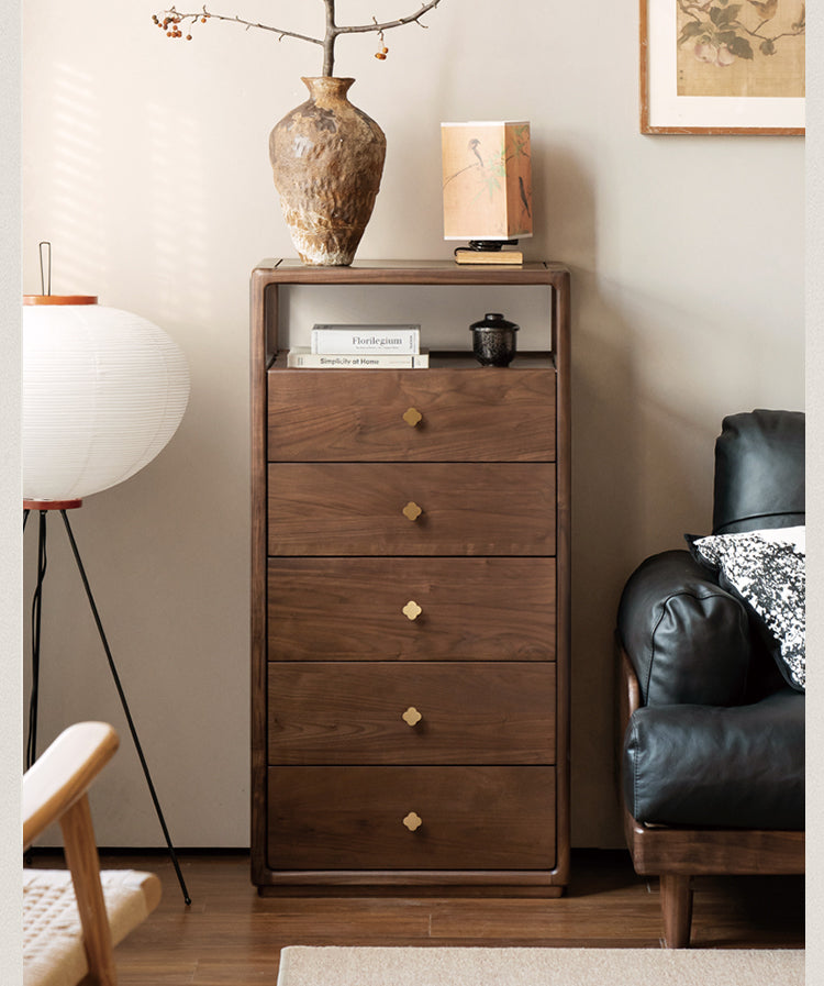 Black Walnut, Oak Solid Wood Storage Cabinet.