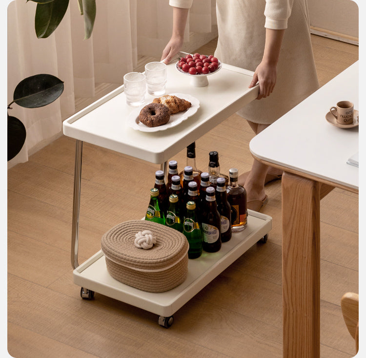 Poplar, Solid Rubberwood Edge Table C-type Mobile