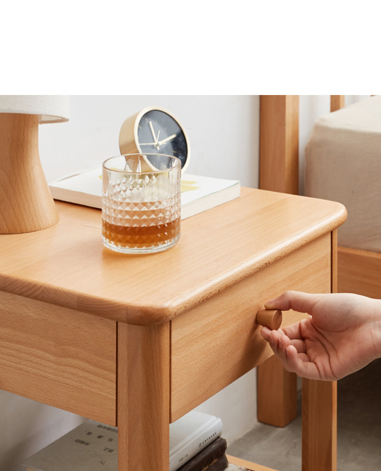 Beech Solid Wood Nightstand.