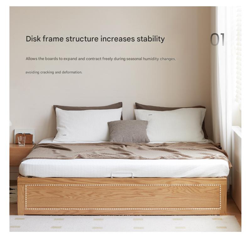 Oak solid wood platform bed, headboard-free Box bed