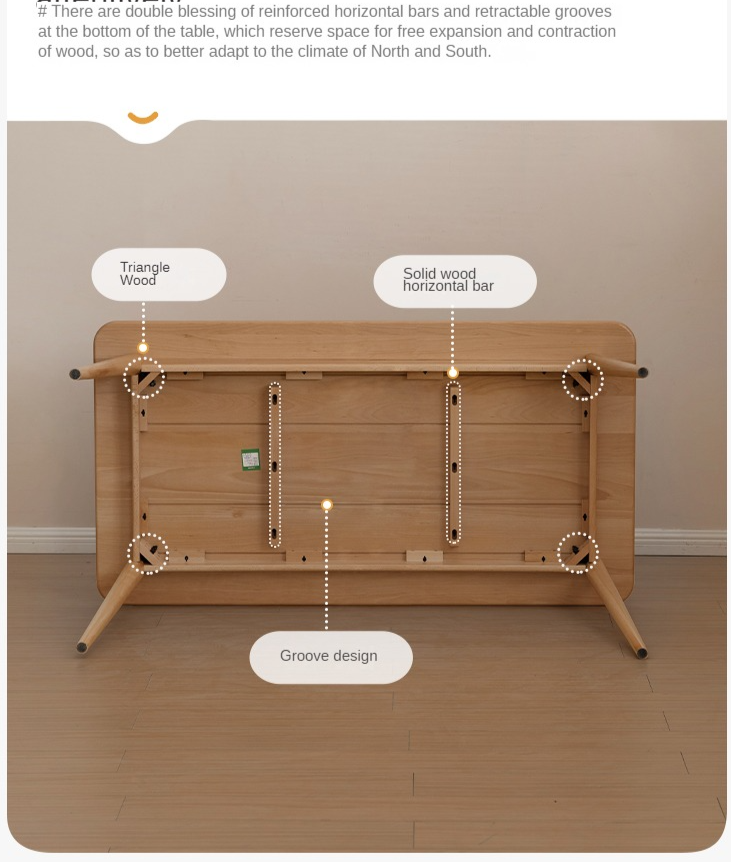 Beech Solid Wood Modern Dining Table