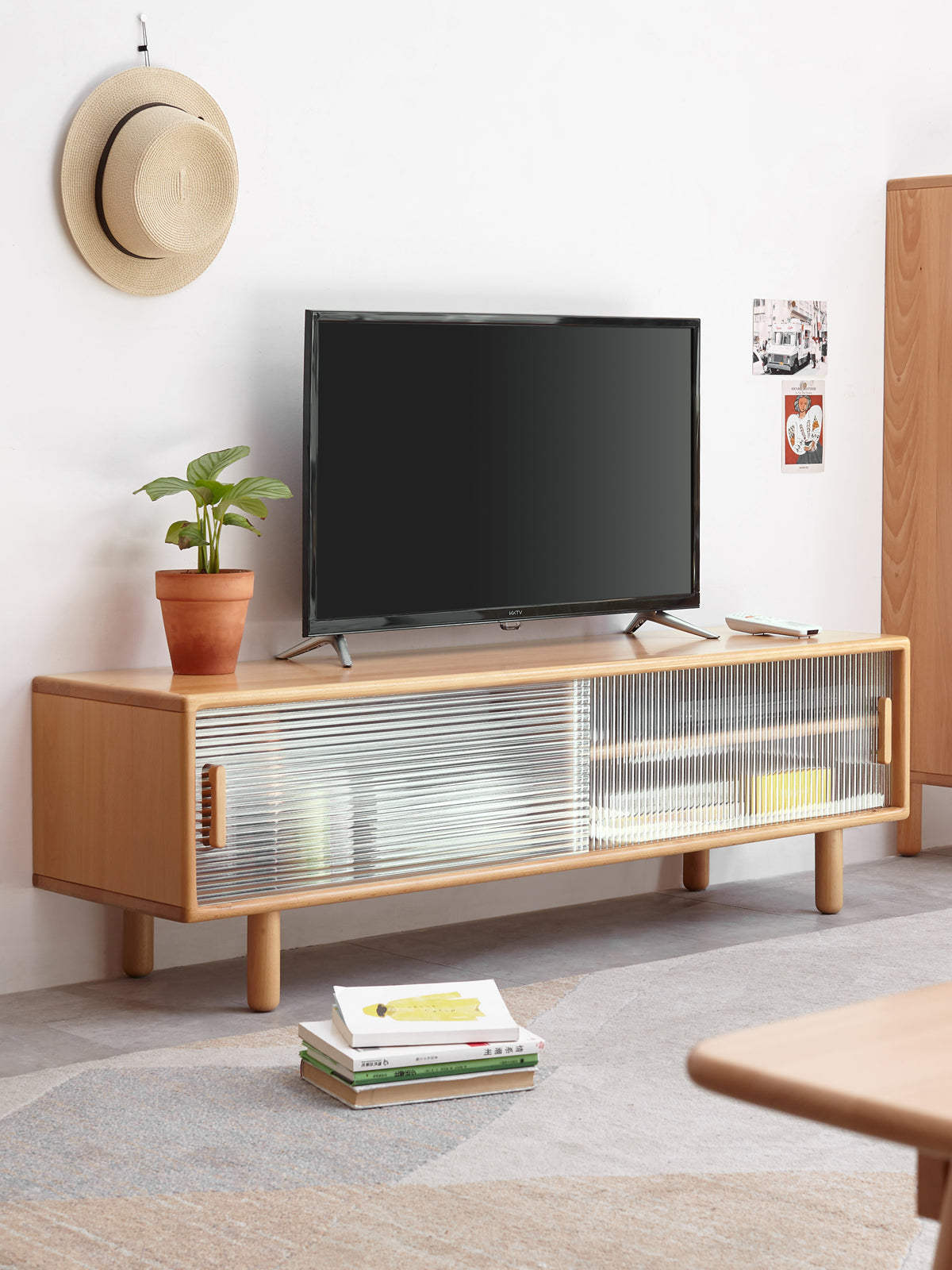 Beech Solid Wood TV Storage Cabinet.