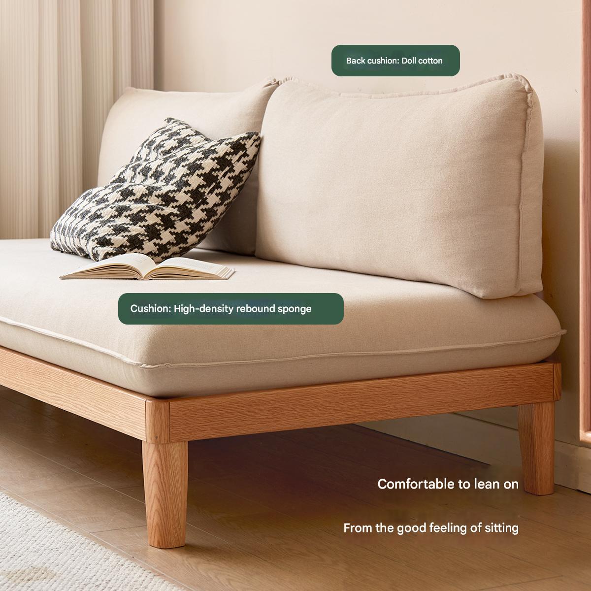 Oak Solid wood Armless Straight Fabric Sofa.