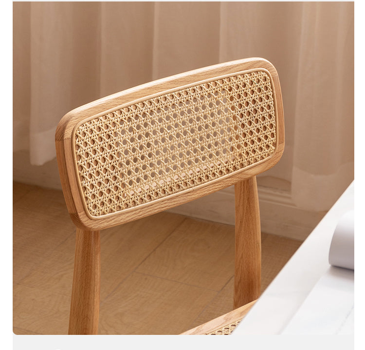 4 pcs set Oak Solid Wood Rattan - Dining Chair