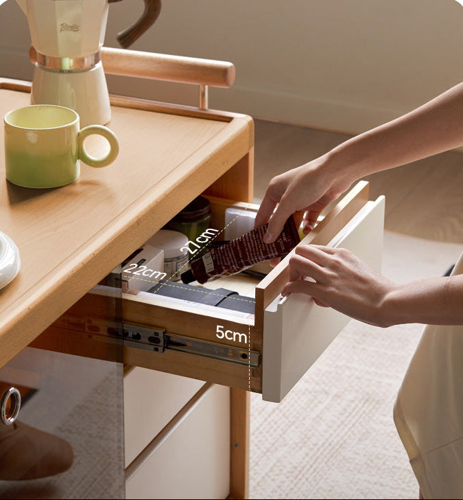 Beech Solid Wood Modern Corner Mobile Side Table