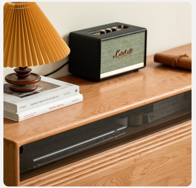 Cherry, Poplar Solid Wood Floor TV Cabinet.