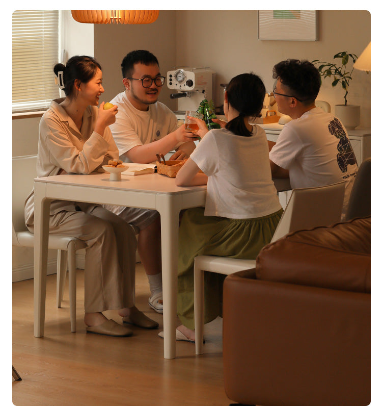 Birch Solid Wood Rock Plate White Cream Dining Table