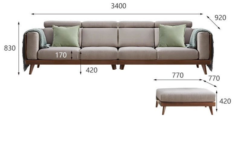 Sofa Black Walnut solid wood+