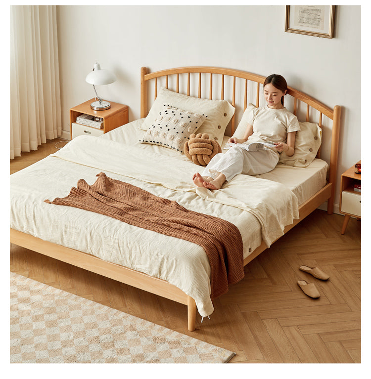 European Beech, Poplar Solid Wood Bed