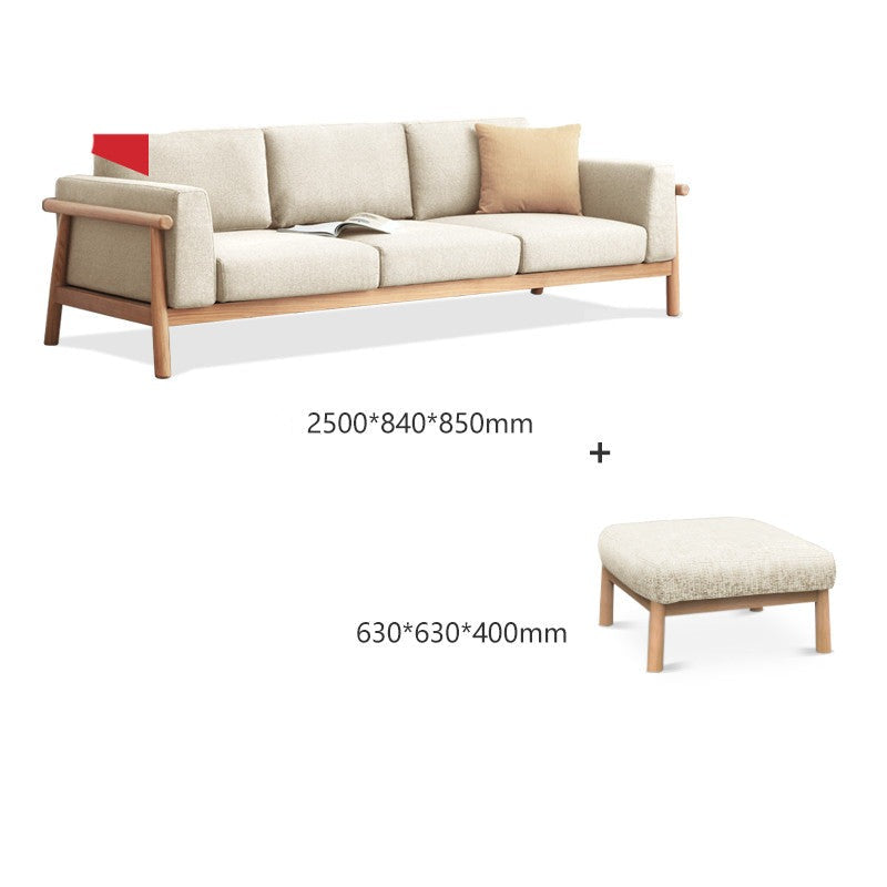 Oak solid wood fabric sofa"