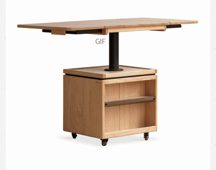 Oak Solid Wood Modern Mobile Elevating Coffee Table