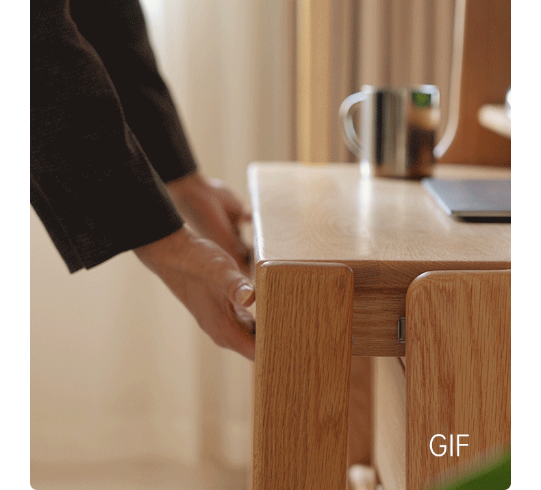 Oak Solid Wood Modern Modern Retractable Desk Integrated Bookcase