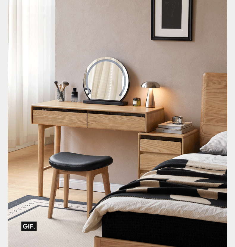 Ash Solid Wood Modern Retractable Dressing Table