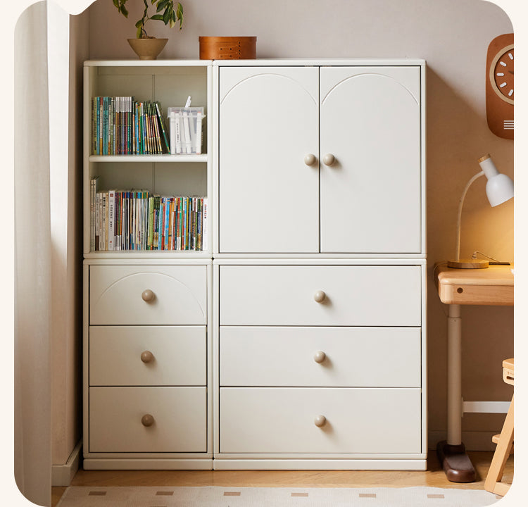 Pine Solid Wood Cream Style Kids Dresser, Chests, Storage Cabinet
