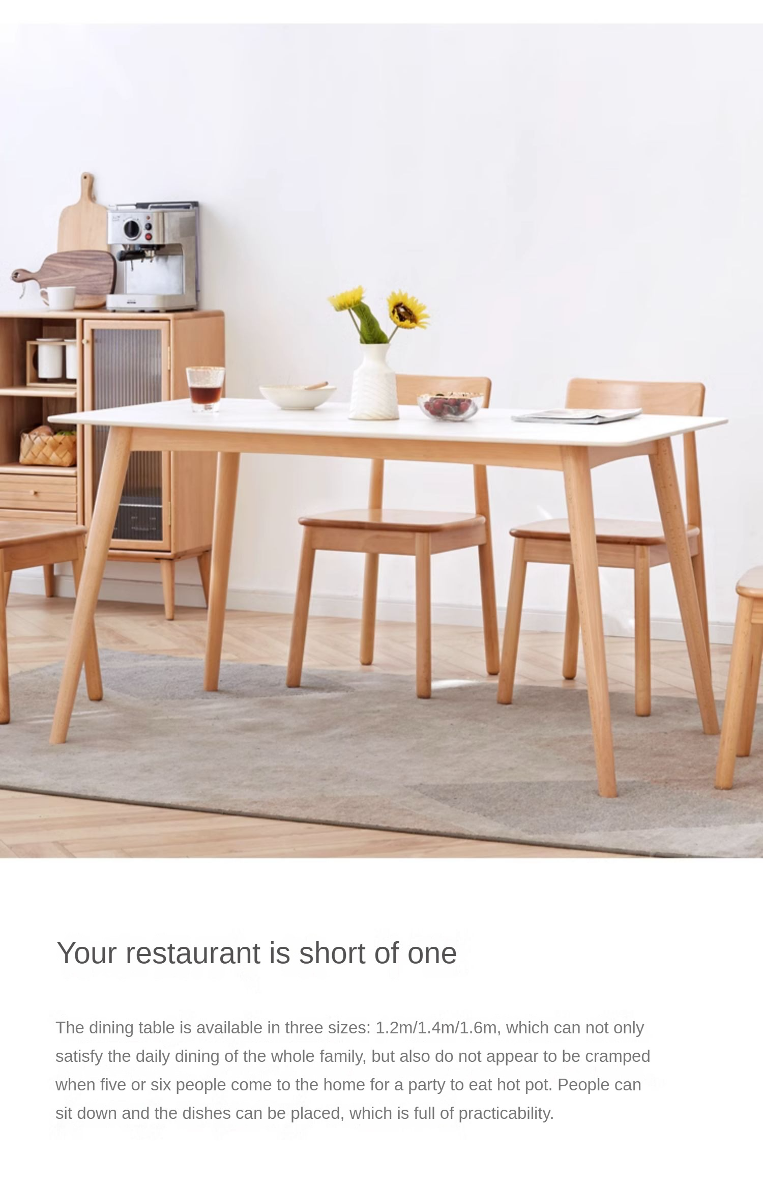 Beech Solid Wood Rock Plate Dining Table