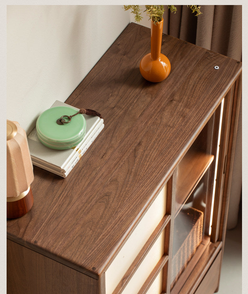 Black Walnut Solid Wood Storage Side Cabinet