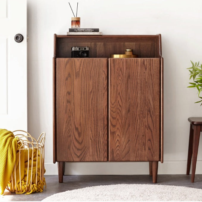 Oak Solid Wood, Solid RubberWood Shoe Entrance Porch Cabinet