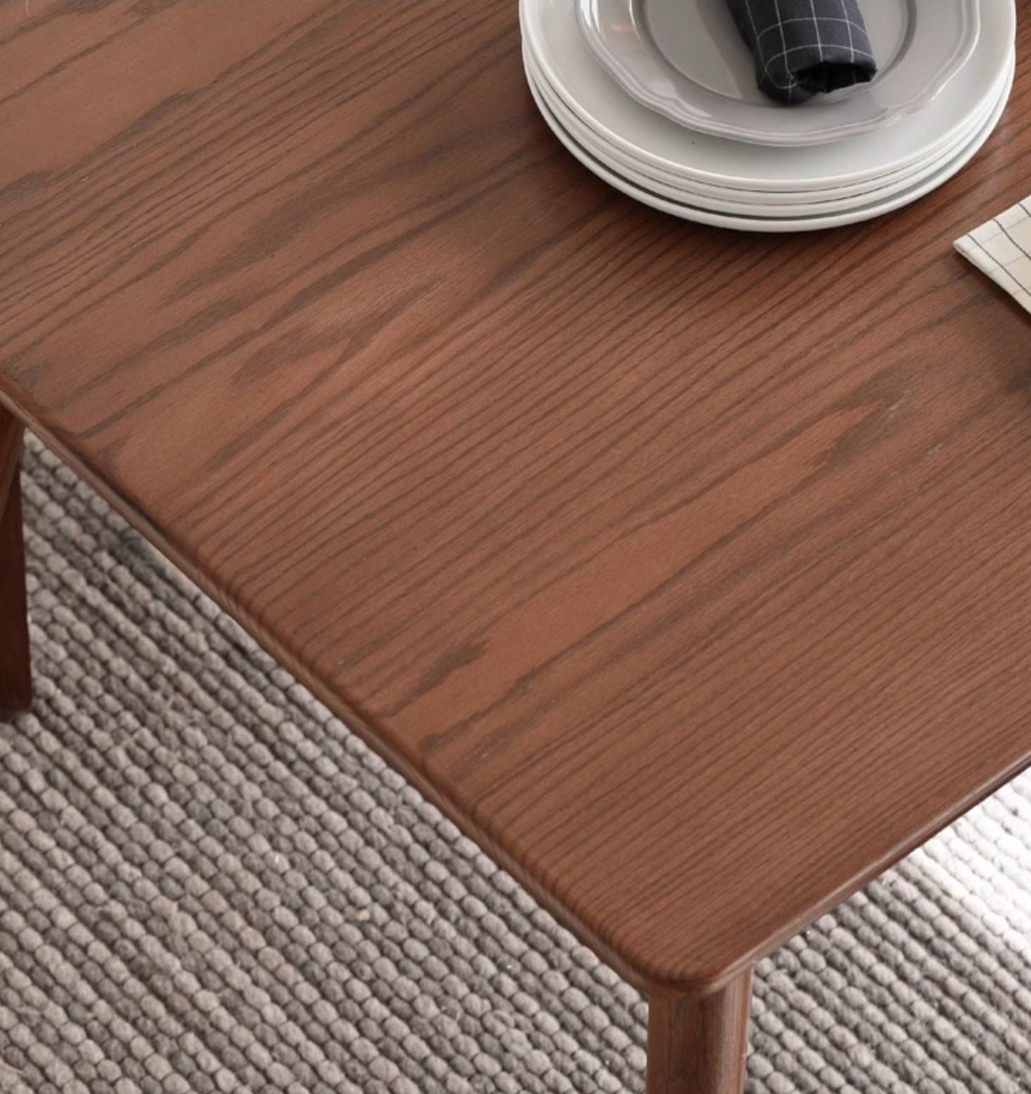 Oak solid wood Walnut color dining table"