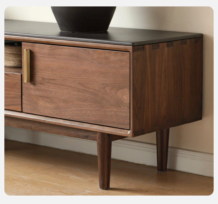 Black Walnut Solid Wood TV Stand Cabinet