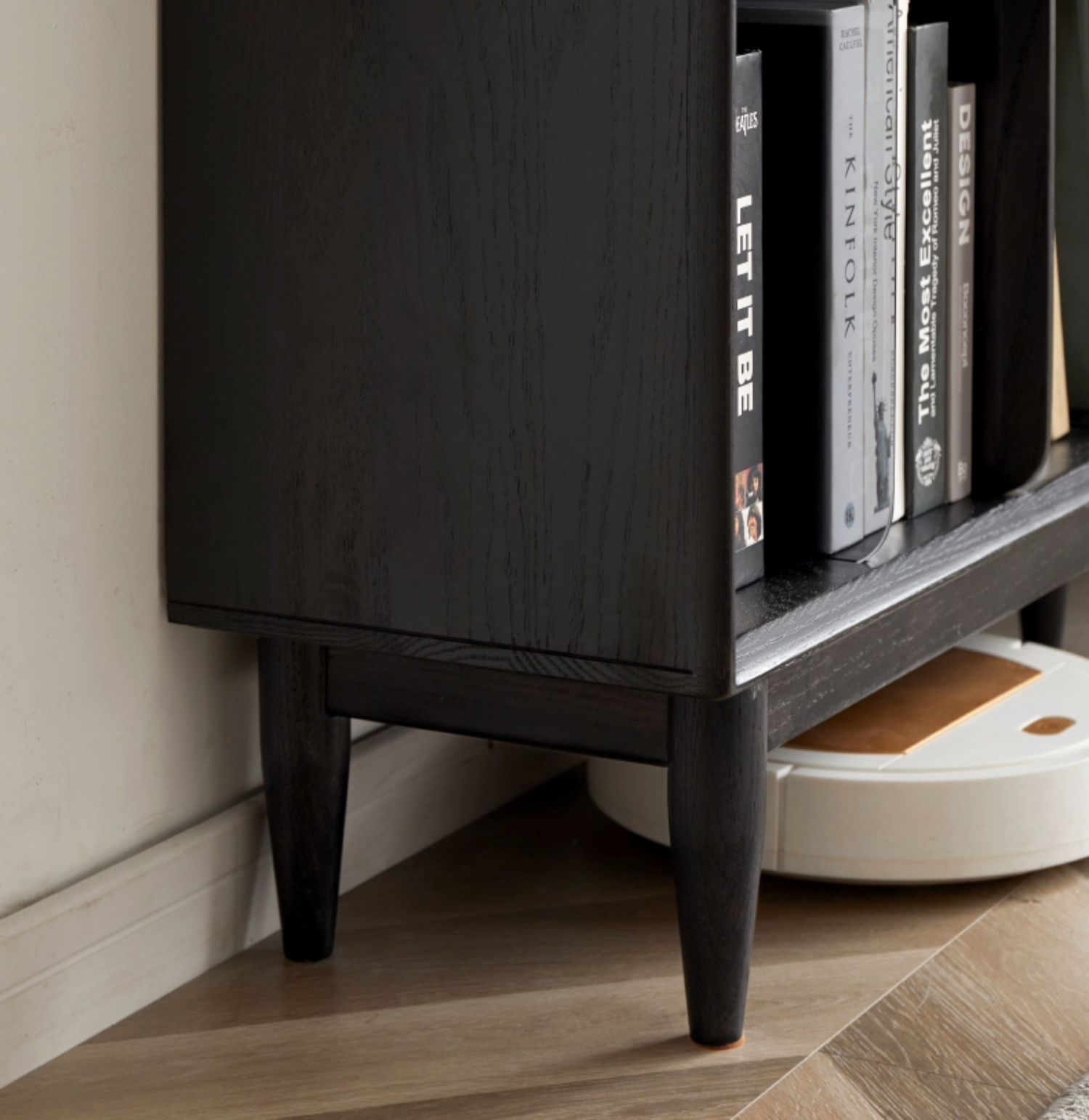 Oak, Ash Solid Wood Black Modern Bookcase