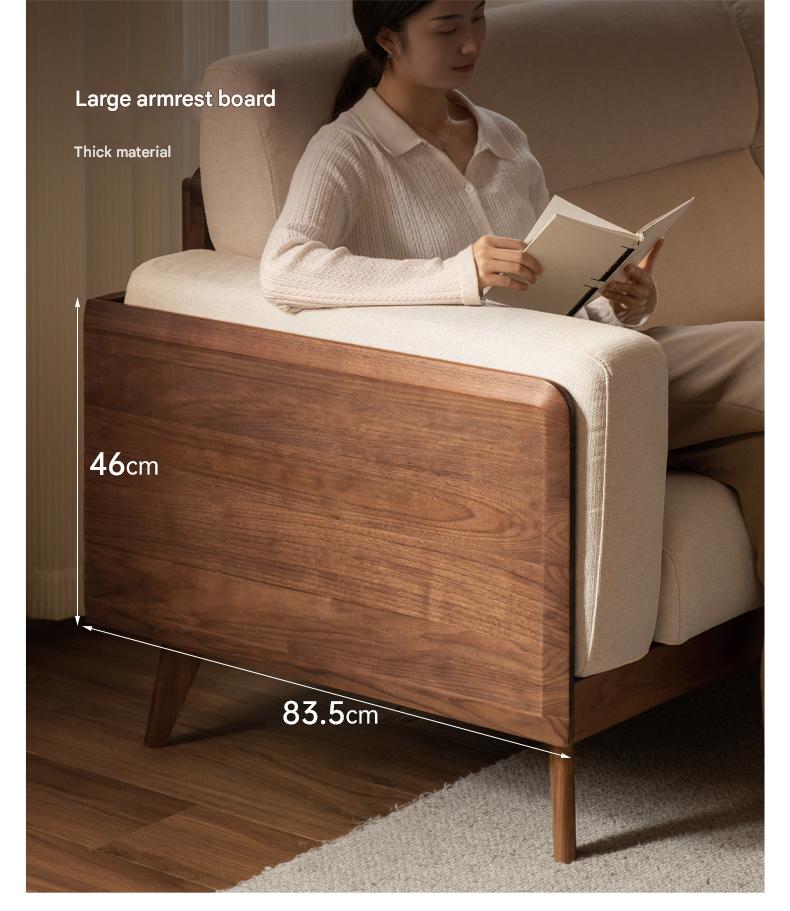 Black Walnut, Oak, Ash Solid Wood fabric sofa high back