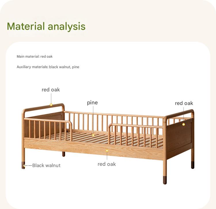 Oak Solid Wood Multi-functional Toddler Bed
