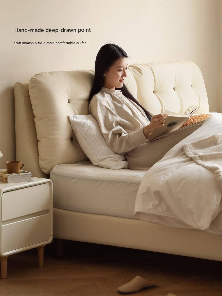 Organic Leather Art Bed Cream Cloud Soft
