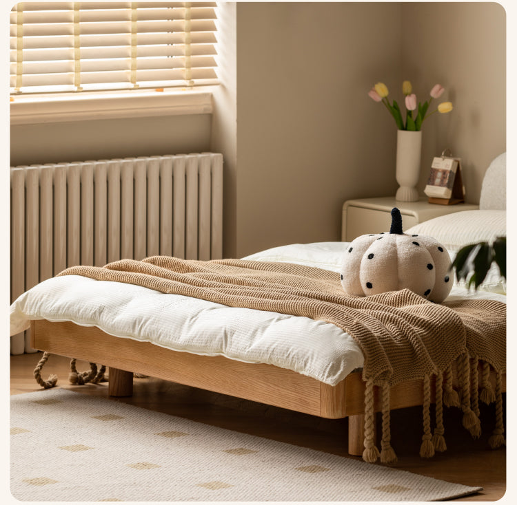 Oak Solid Wood Lamb Fleece Soft Suspension Cream Bed
