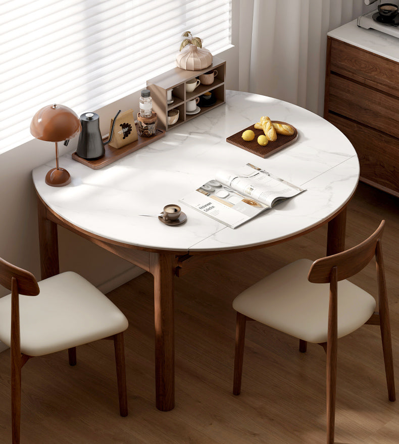 Black Walnut, Ash Solid Wood Rock Plate Folding Dining Table