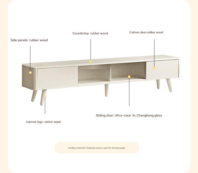 Rubber Solid wood Light Luxury Modern TV Cabinet.