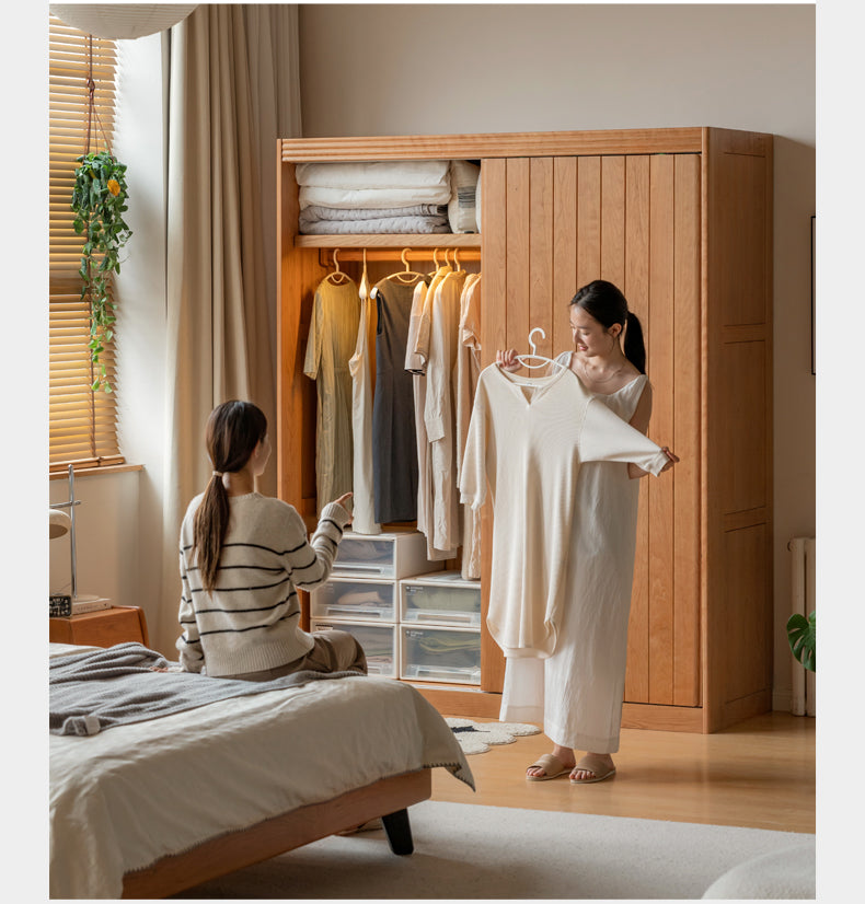 Cherry Wood Retro Wardrobe Sliding Door.