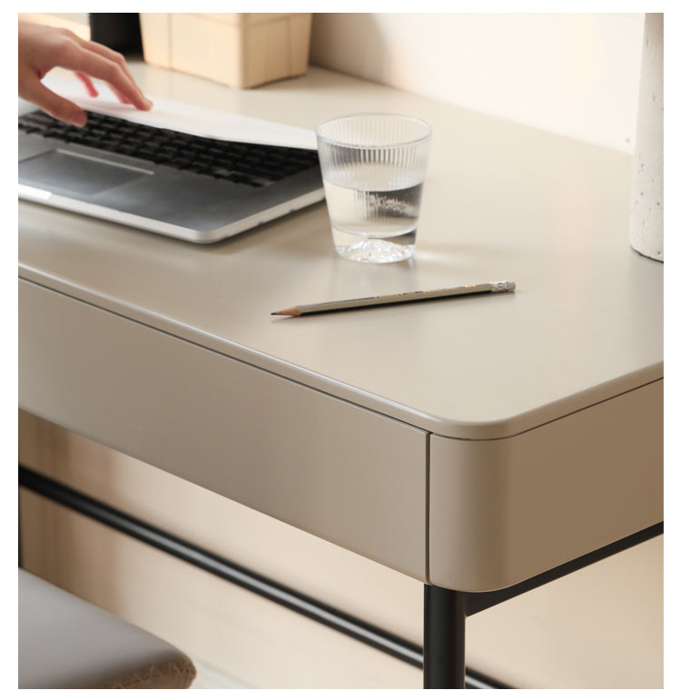 Poplar Solid Wood Double-Draw Desk Light Luxury