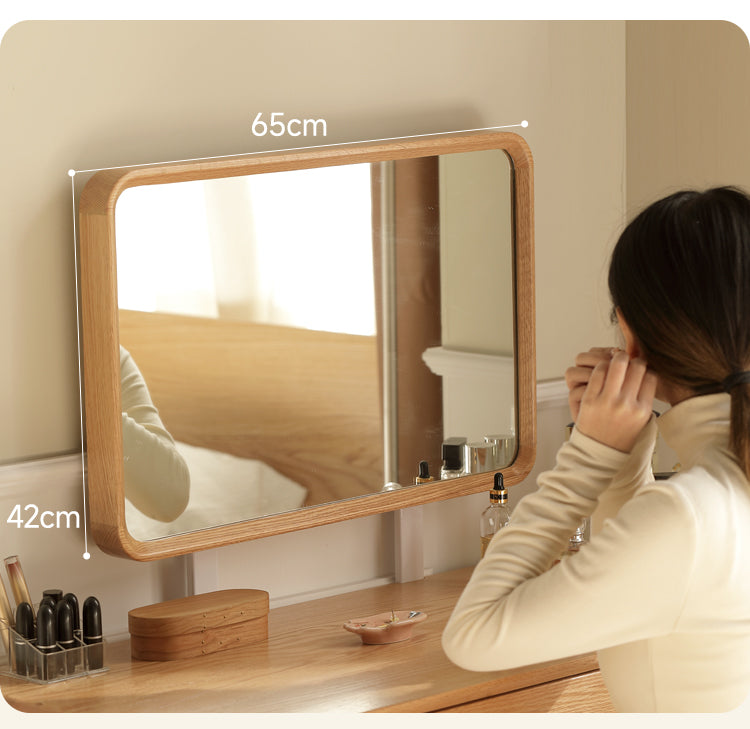 Oak Solid Wood Modern Dressing Table With Mirror.