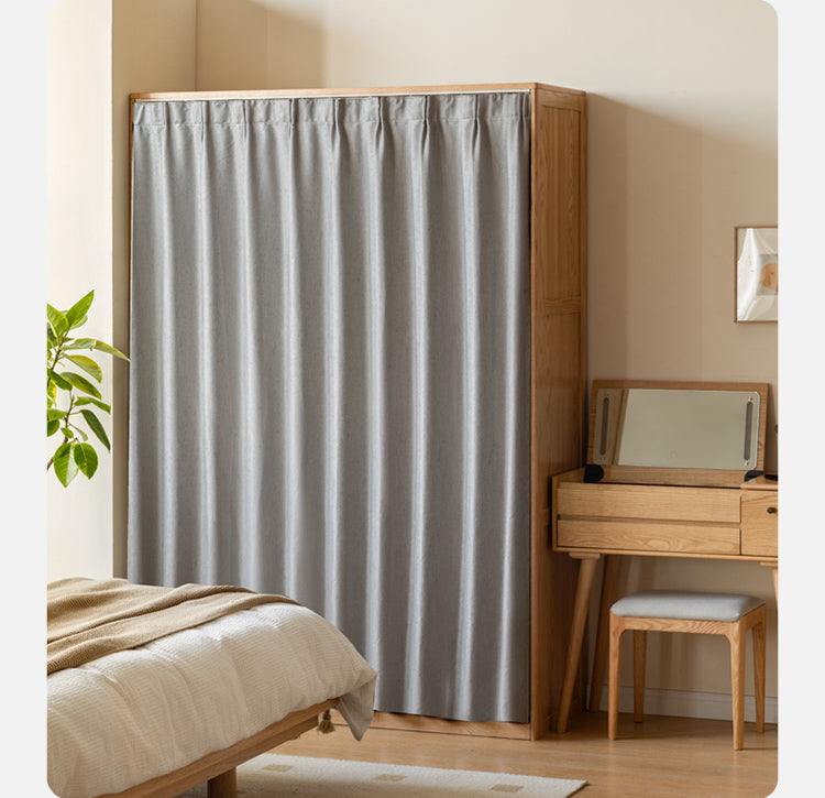 Oak, Solid Rubberwood Wardrobe Curtain Design.