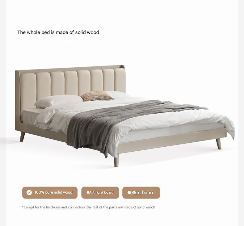 Oak, Poplar Solid Wood Piano Key Bed, Technology Cloth