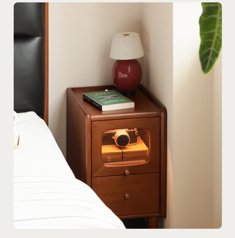 Poplar Solid Wood Medieval Style Ultra-Narrow Nightstand.