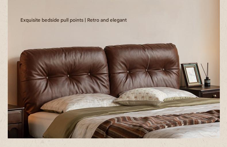 Genuine Leather Art Deco Tufted Platform Bed