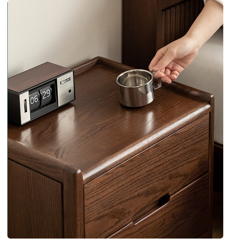 Oak Solid Wood, Solid Rubberwood Nordic Style Nightstand