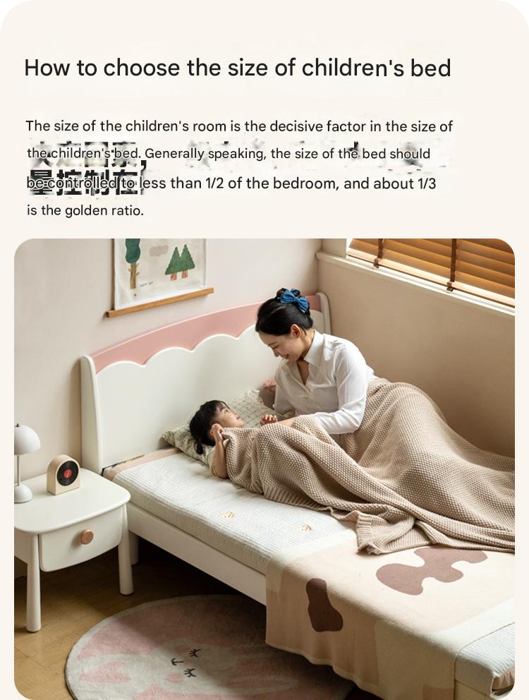 Rubber Solid Wood Cream Style Single Bed.