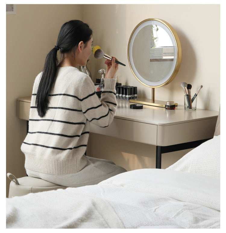 Poplar Solid Wood Double-Draw Desk Light Luxury